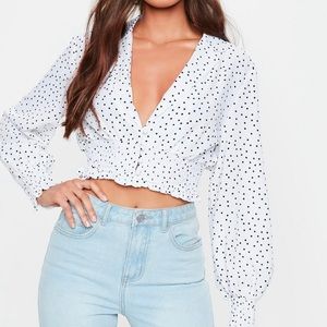 Missguided cropped pokes dot top